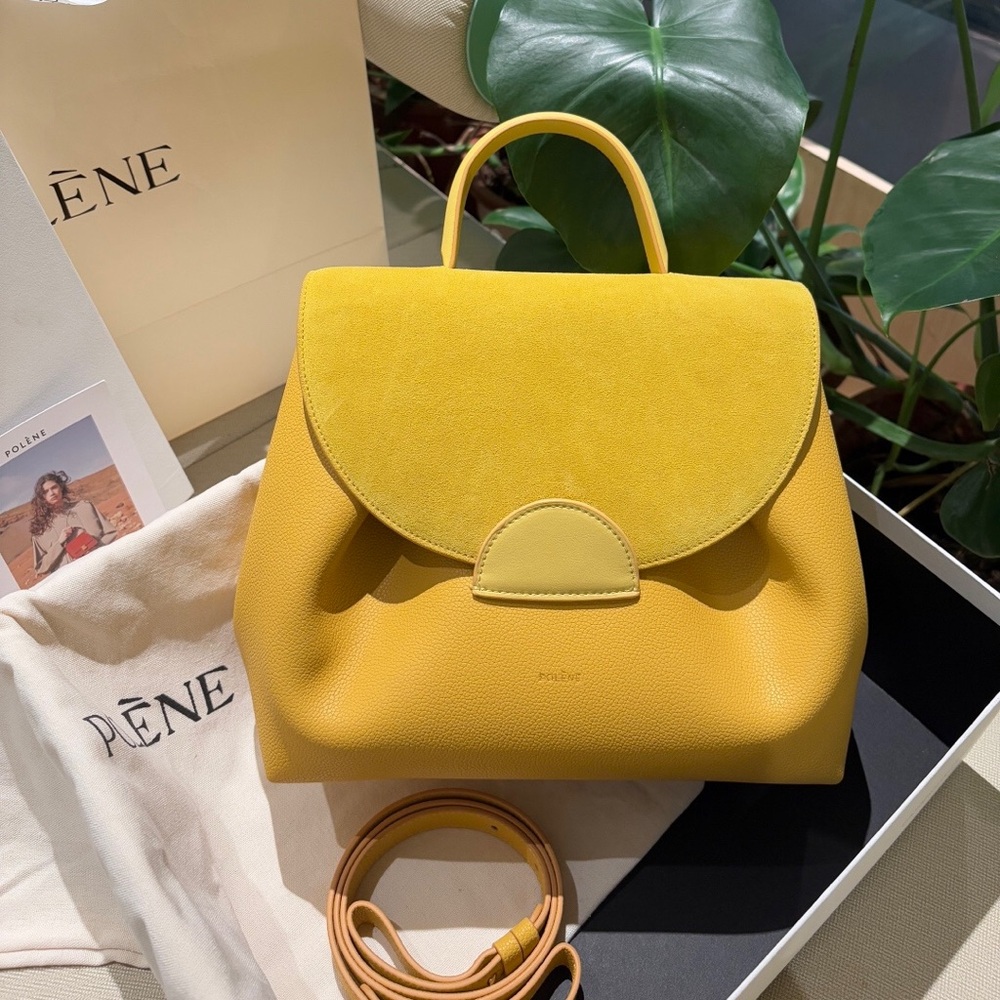 Polene Yellow Two-Tone Top-Handle Satchel